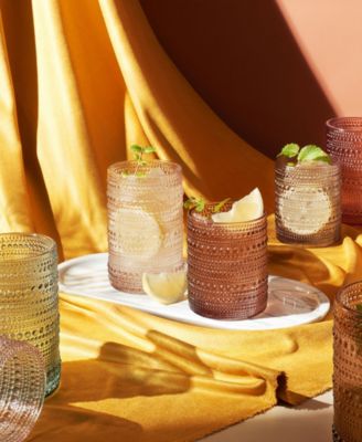 Khen Hobnail Drinking Glasses Pastel Colored Beaded Set of 12