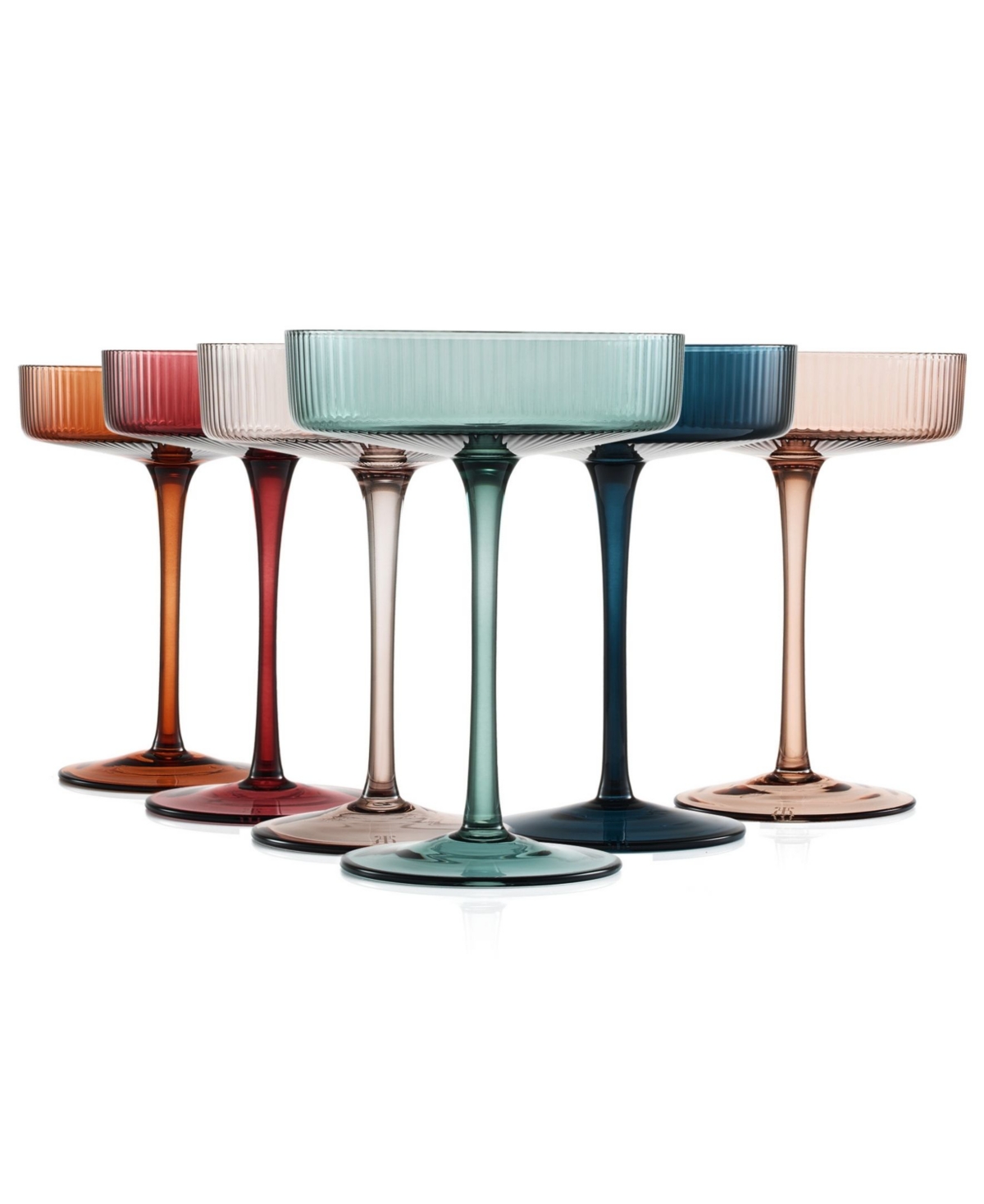 The Wine Savant Colored Classic Art Deco Coupe Glasses Set Of 6 In Multicolor