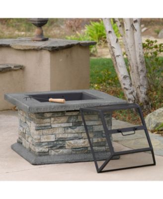 Square Fire Pit With Iron Shield