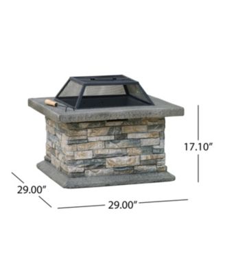 Square Fire Pit With Iron Shield