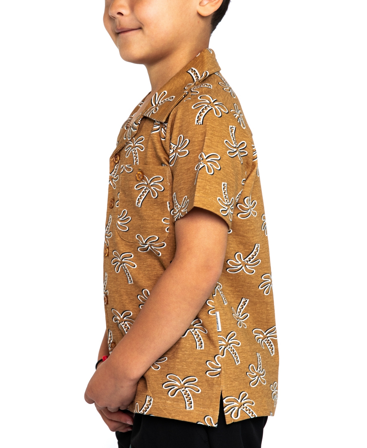 Sovereign Code Little Boys Cody Button-Up Tee Shirt With Print - Tobacco