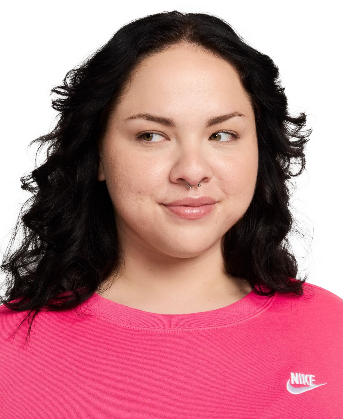 Nike Plus Size Active Sportswear Club Crewneck Fleece Sweatshirt -white