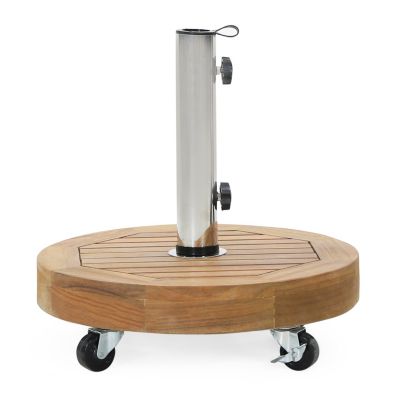 Acacia Wood Umbrella Base With Concrete Core