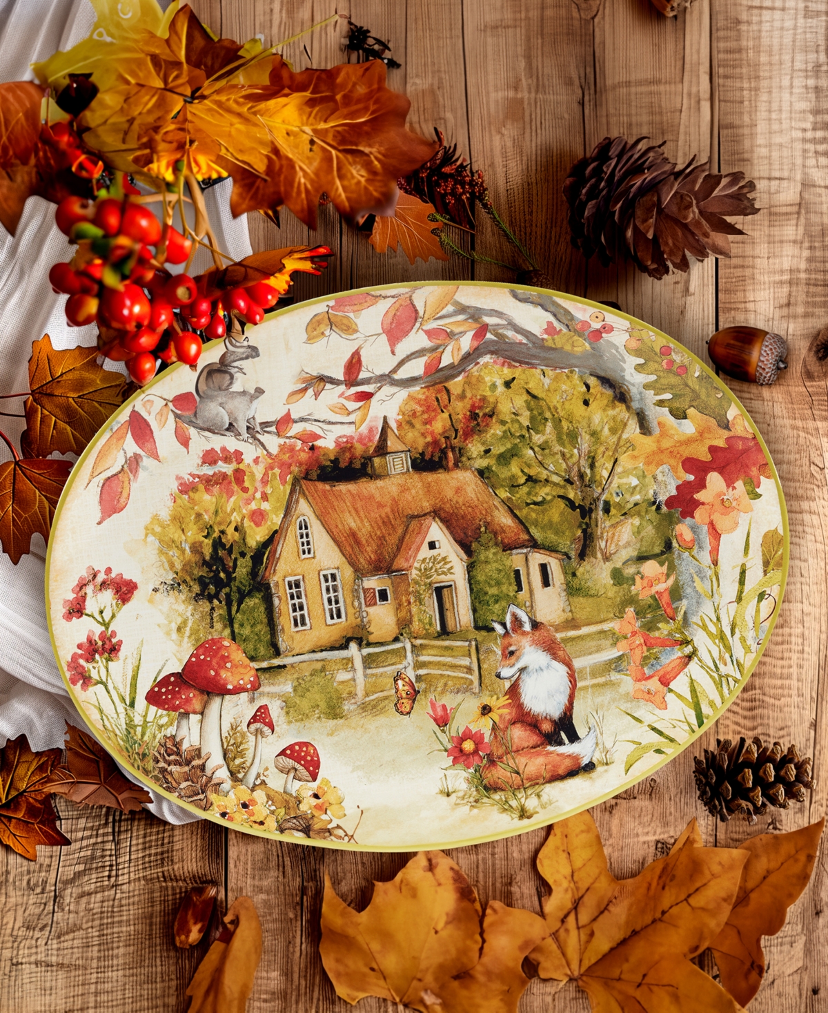 Certified International Woodland Critters Oval Platter In Micscellan
