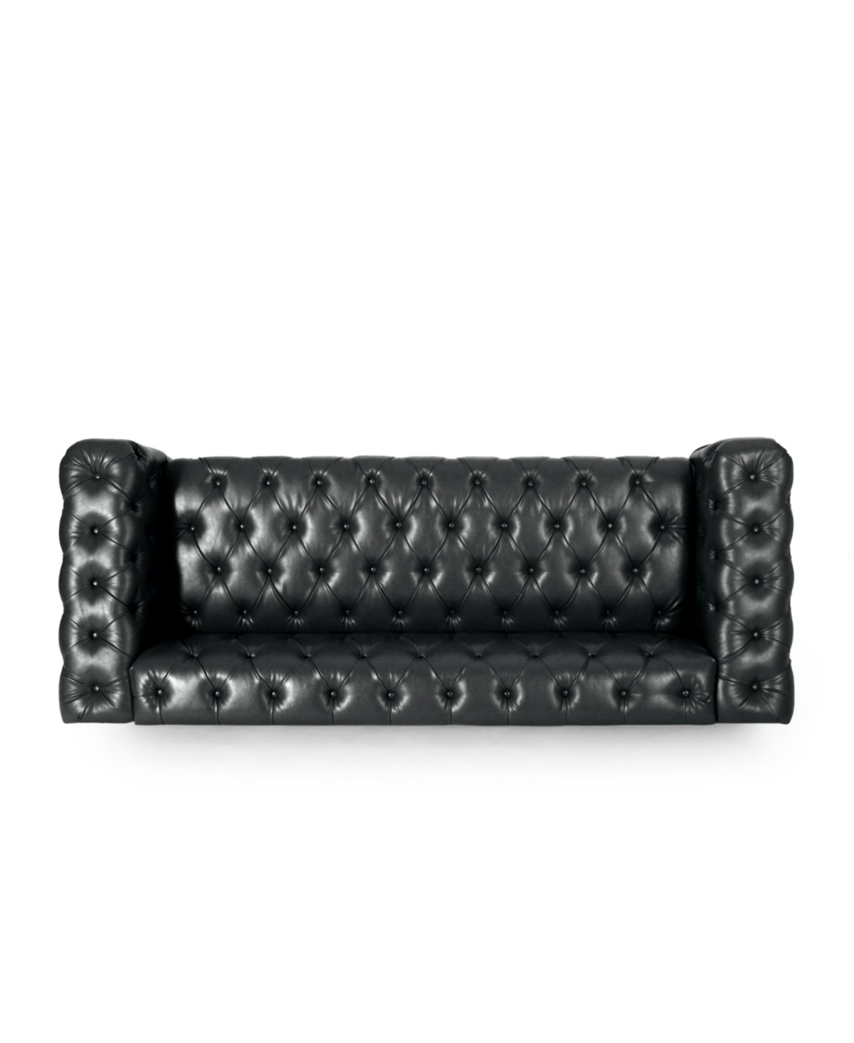 Streamdale Furniture 3-Seat Sofa: Button-Tufted, Solid Wood Legs, Pu Fabric