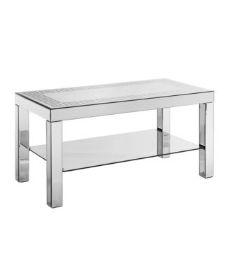 Art Deco Mirror Coffee Table: Silver Mirror Glass with Diamond Edge Frame