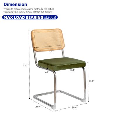 Streamdale Mid-Century Velvet Rattan Dining Chairs