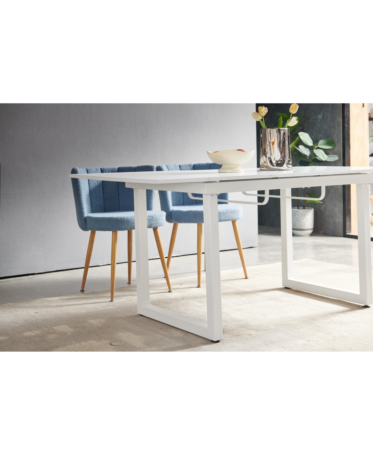 Streamdale Furniture Extendable Square Dining Table with Metal Legs (70.86" W x 31.5" D x 29.5" H)
