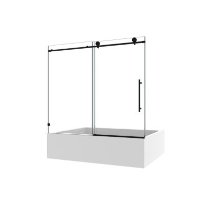 Streamdale Matte Black Frameless Shower Door with Adjustable Soft-Closing