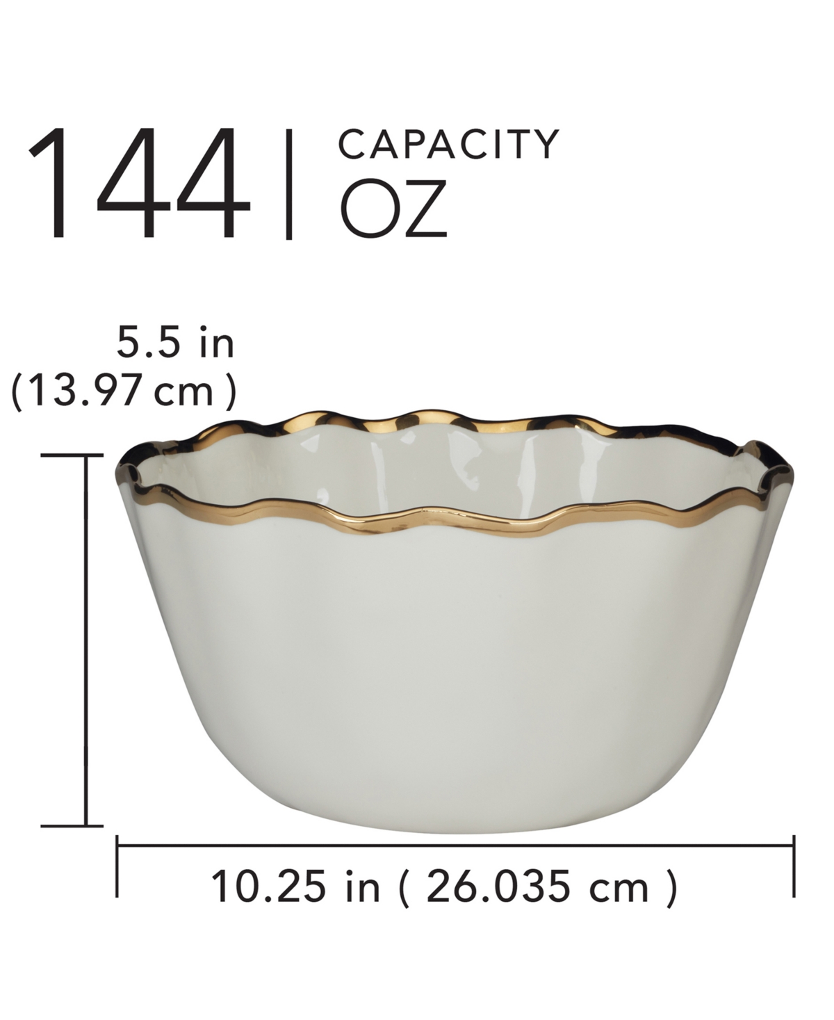 Certified International Regency Deep Metallic-trim Porcelain Bowl In Gold