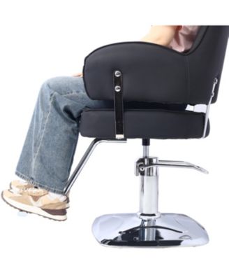 Wide Seat Hydraulic Barber Chair with Stainless Steel Footrest