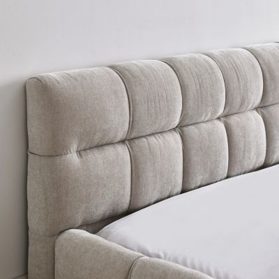 Streamdale Queen Size Upholstered Platform Bed with Chenille Fabric Headboard