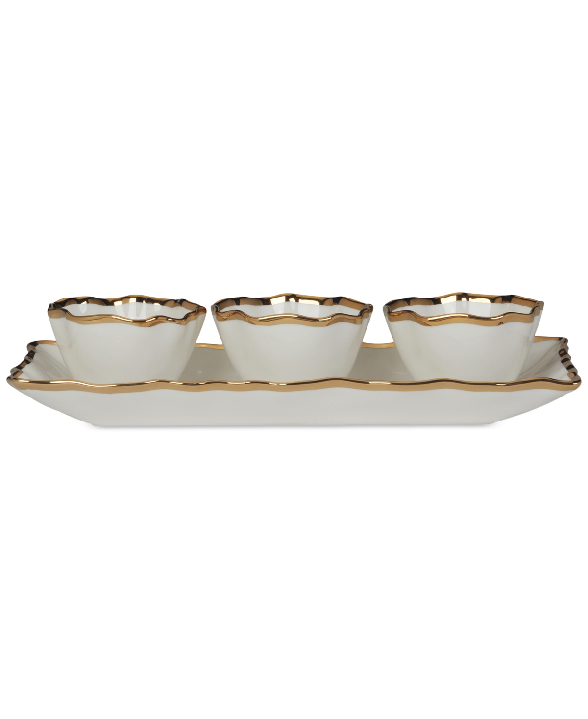 Certified International Regency 4 Pc. Tray And Condiment Bowls In Gold