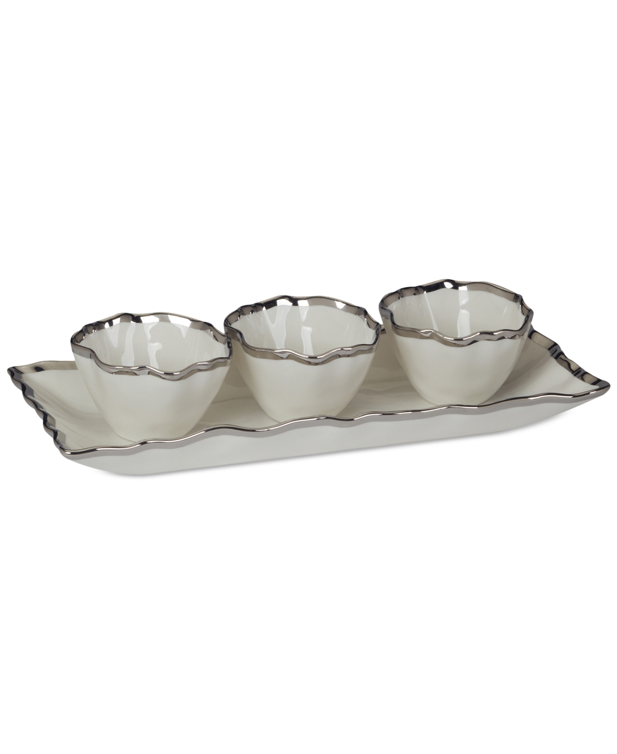 Certified International Regency 4 Pc. Tray And Condiment Bowls In Silver