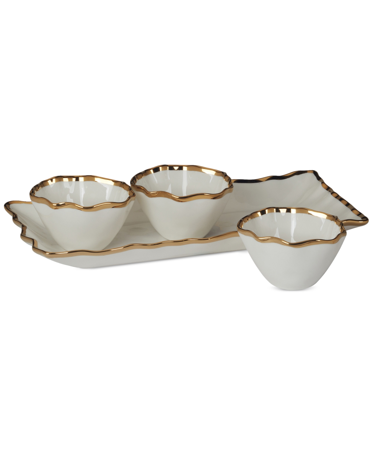Certified International Regency 4 Pc. Tray And Condiment Bowls In Gold