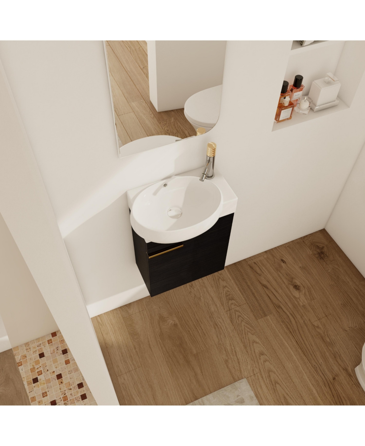 Simplie Fun Compact Wall-Mounted Vanity with Soft-Close Doors