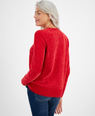 Women's Crewneck Chenille Long-Sleeve Sweater, Created for Macy's 