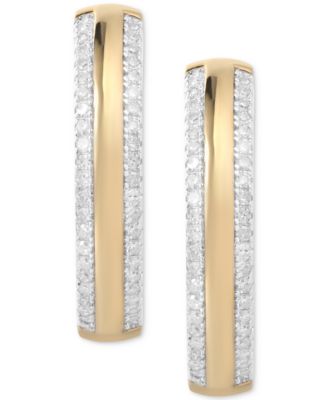 Diamond Hoop Earrings (1/4 ct. t.w.) in 14k Gold-Plated Sterling Silver