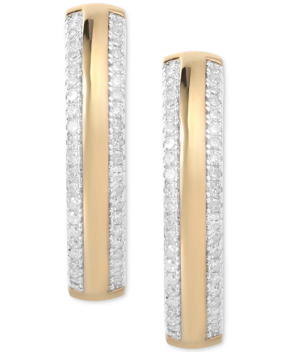 Macy's Diamond Hoop Earrings (1/4 Ct. T.w.) In 14k Gold-plated Sterling Silver In Gold-plated Sterling Silver