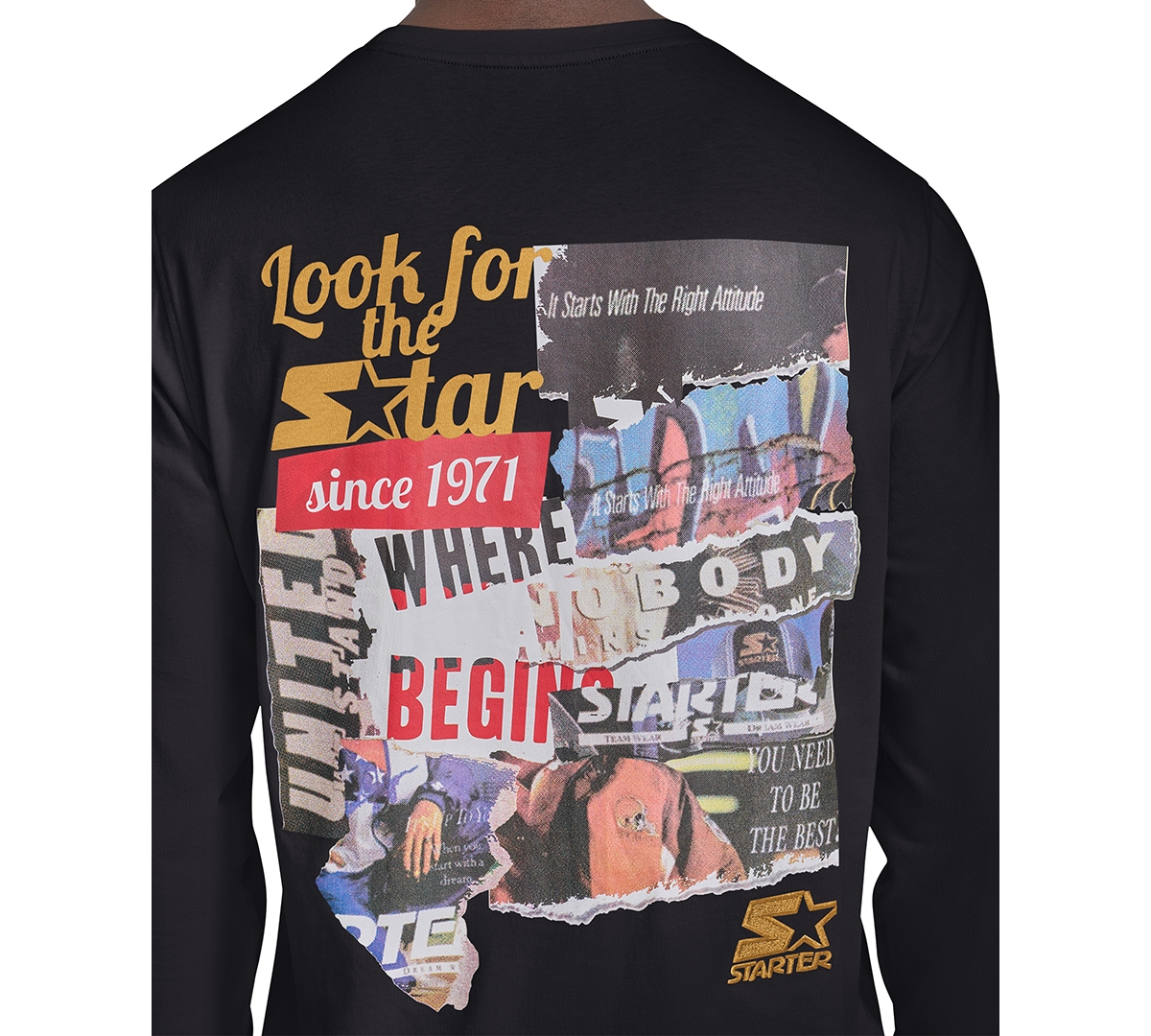 Starter Men's Long-Sleeve back Graphic T-Shirt