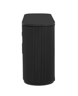 Vertical Striped Cabinet with Adjustable Shelves & Metal Handles