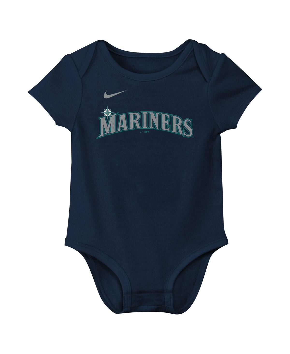 Nike Newborn Baby Boys And Girls Julio Rodriguez Navy Seattle Mariners Fuse Name Number Bodysuit In Navy