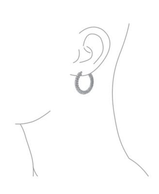 Cubic Zirconia Pave CZ Encrusted Prom Statement Hoop Earrings Brass 1.3 Diameter