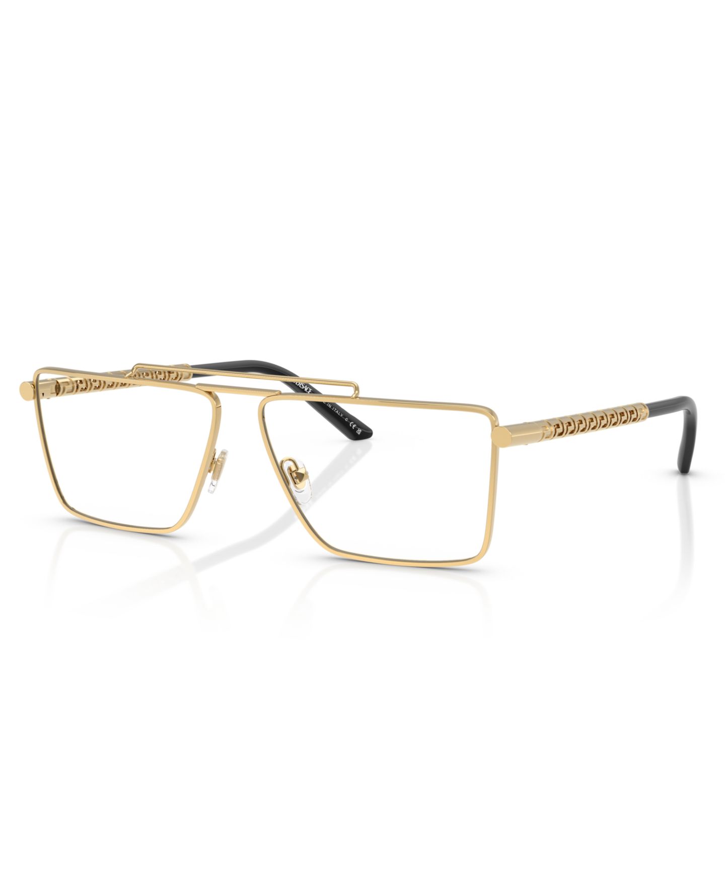 Мужские очки Versace Man Rectangle Metal VE1295 Eyeglasses, цвет: Золотой — фото 1