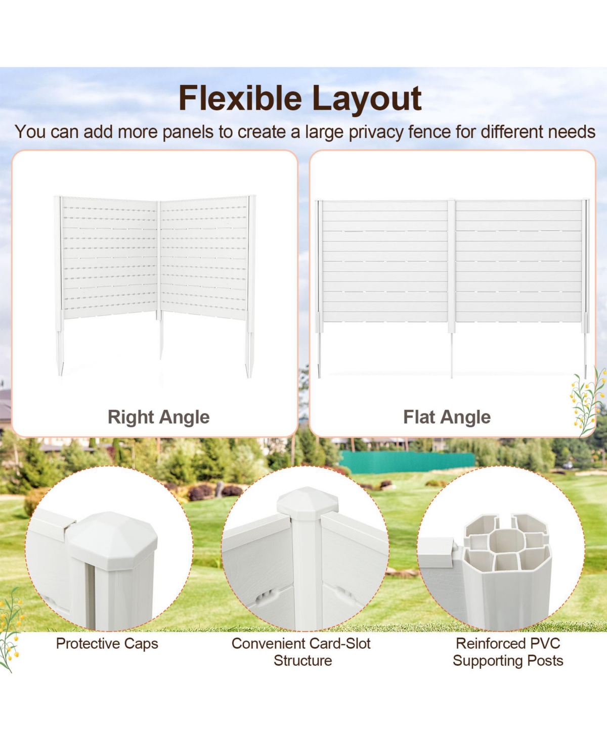 Slickblue Outdoor Privacy Fence Screen with 5 Ground Stakes for Garden Yard Patio