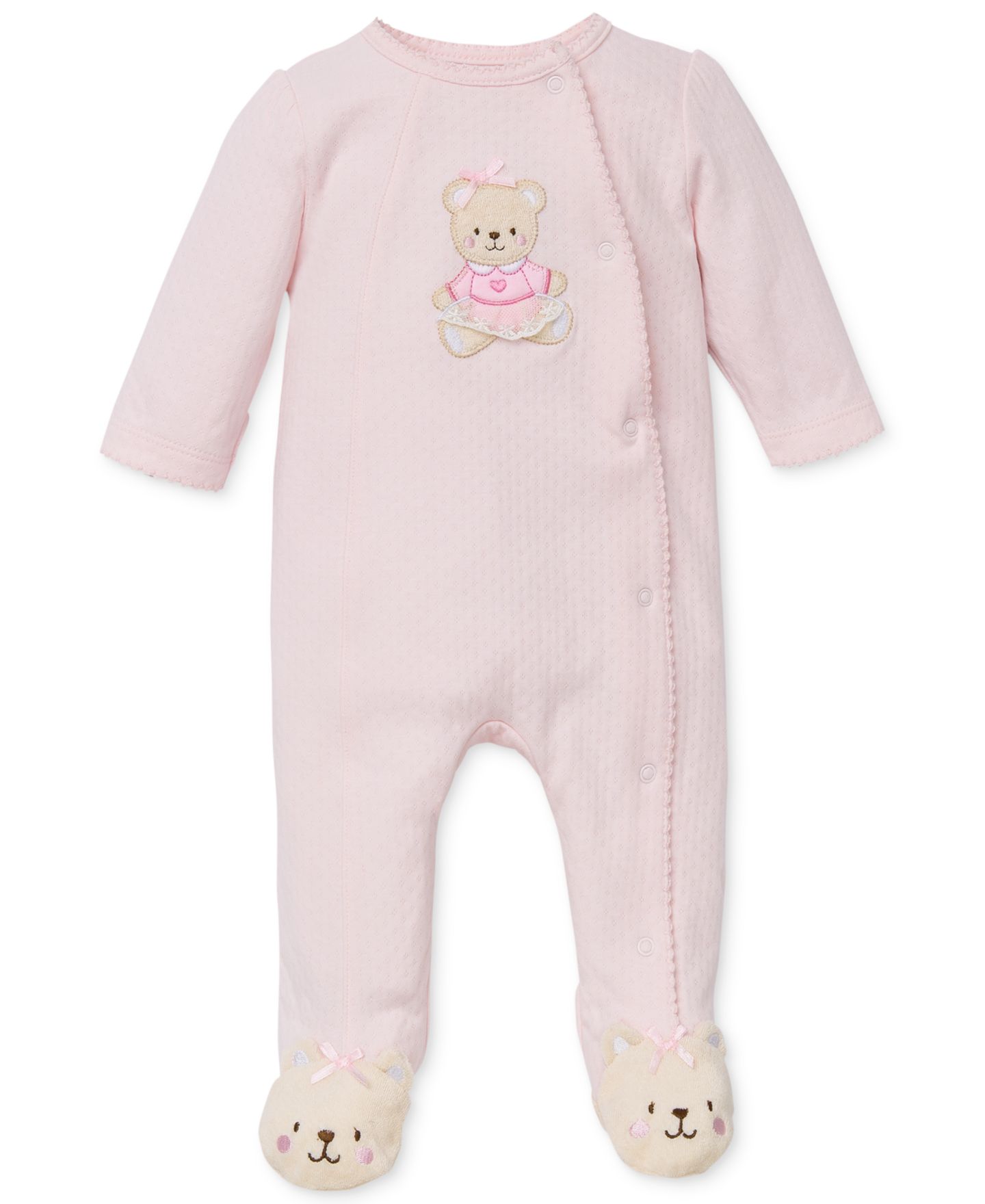 Комбинезон Little Me Sweet Bear Footed Snap Coverall для девочек-малышей — фото 1