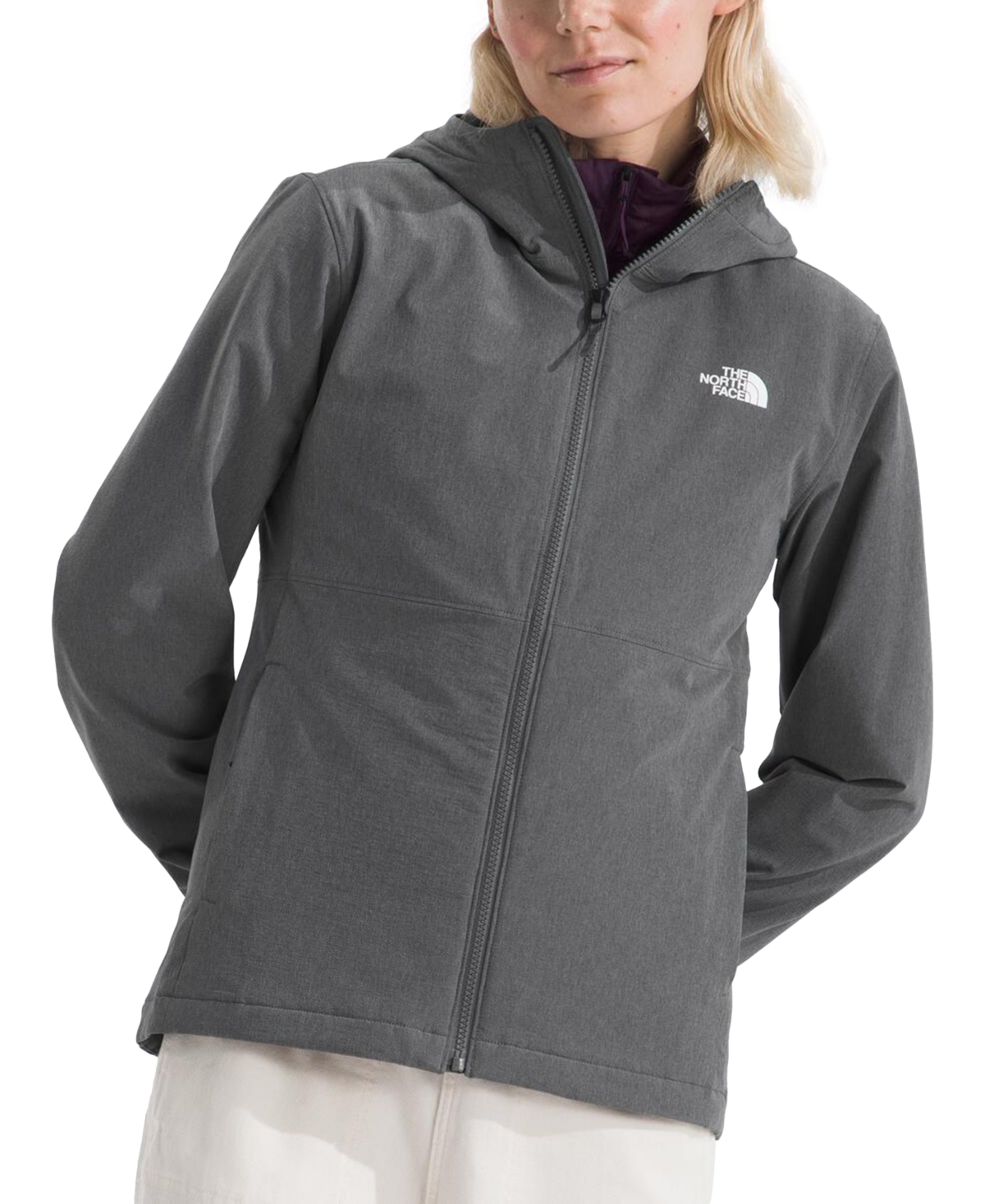 Shop The North Face Women's Shelbe Raschel Zip-front Fleece-lined Hoodie Jacket In Smoked Pearl Heather