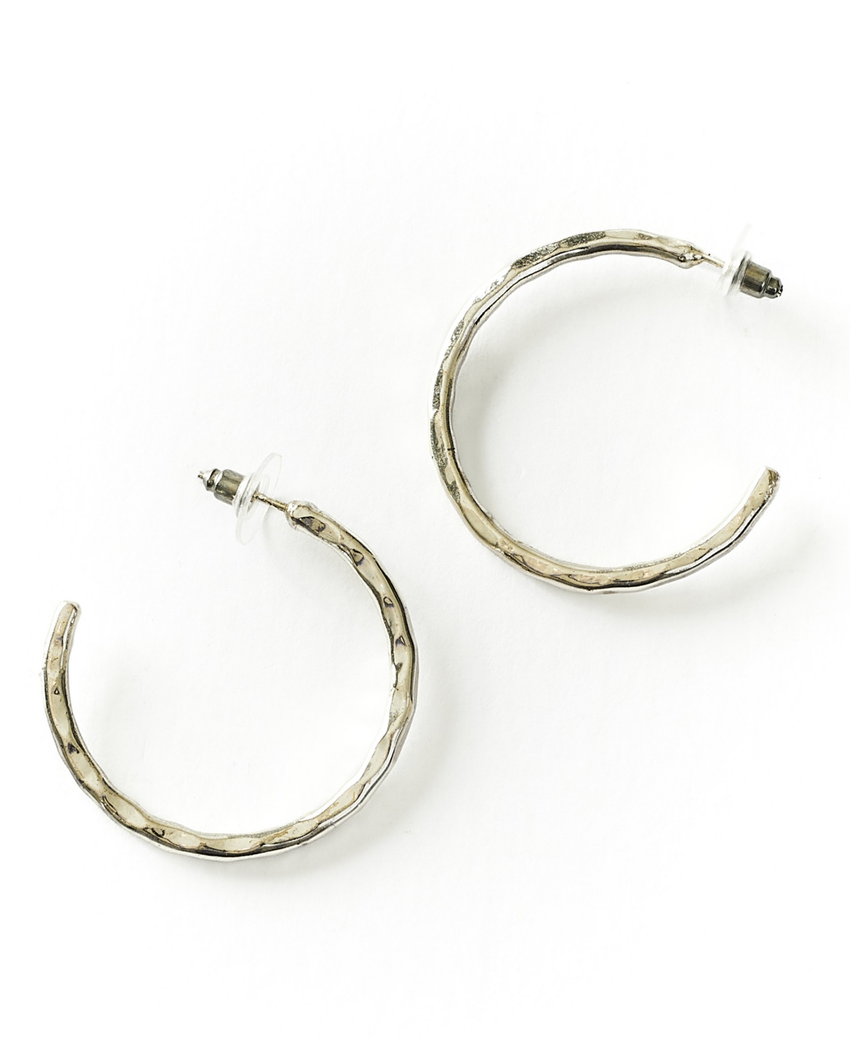 Bhavani Hammered Hoop Earrings - Silver