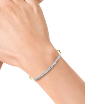 EFFY&reg; Diamond Line & Paperclip Link Bracelet (7/8 ct. t.w.) in 14k Two-Tone Gold