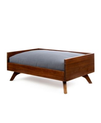 Acacia Wood Dog Bed With Water-Resistant Mattress