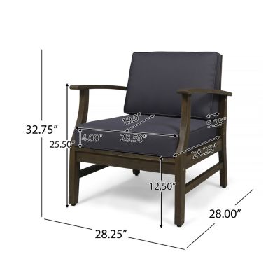Streamdale Perla Acacia Wood Club Chair With Water-Resistant Cushion
