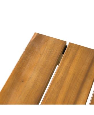 Noe Acacia Wood Bar Stools, Set Of 2, Teak Finish, Black