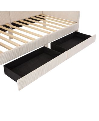 Streamdale Twin Size L-Shaped Corduroy Daybed with Drawers