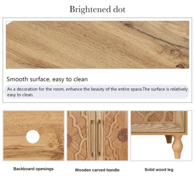 Streamdale Carved Wood Storage Cabinet with Metal Handles