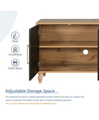 Streamdale Carved Wood Storage Cabinet with Metal Handles