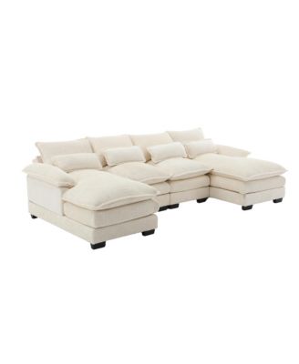  Spacious U-Shape Sectional Sofa with Durable Chenille Fabric