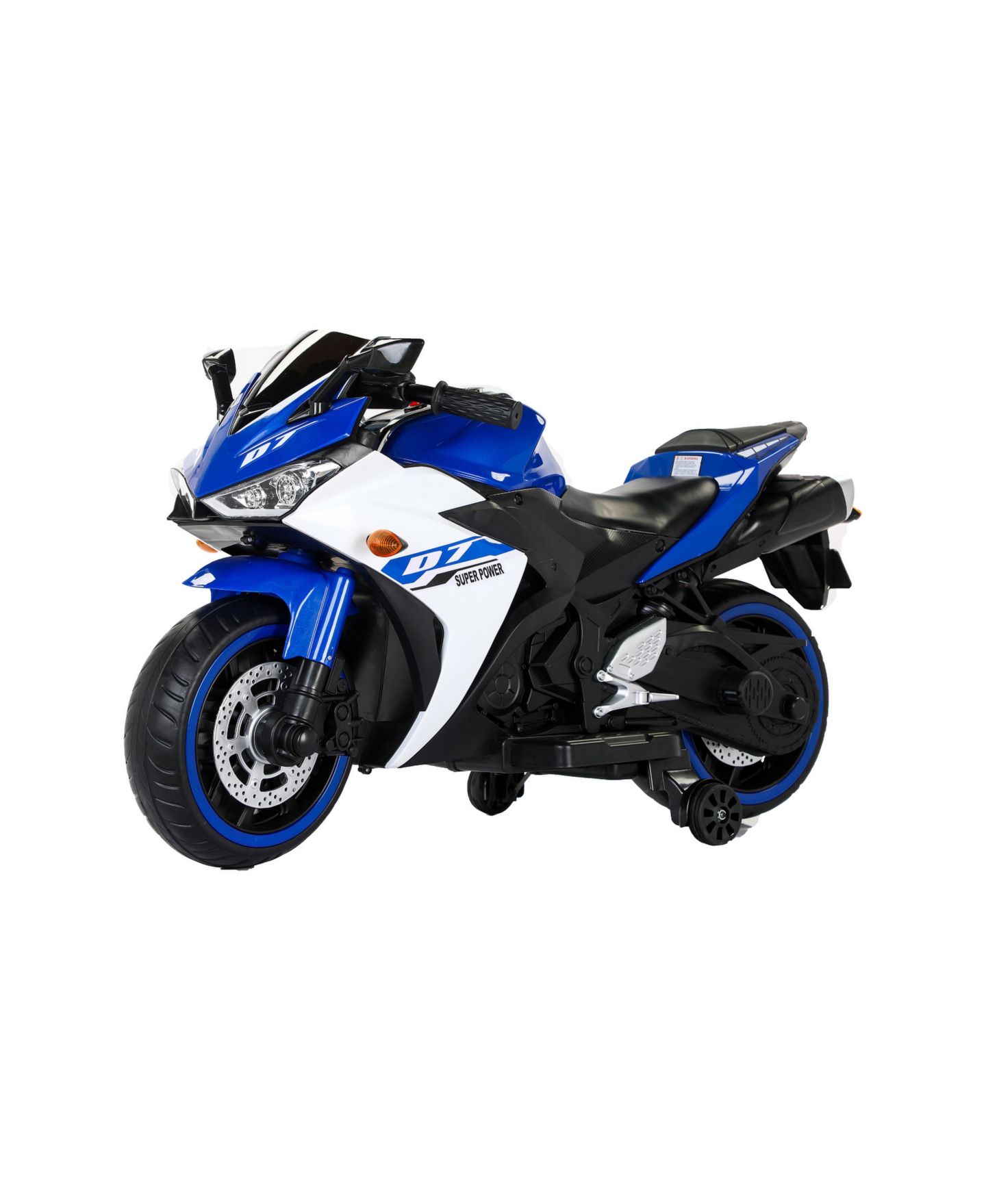 Детская игрушка Streamdale Furniture Lighting Wheels Electric Illuminated Ride-On Motorcycle with Training Wheels, от 3 лет, цвет: Синий — фото 1