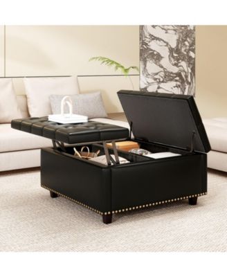 Streamdale PU Leather Oversized Storage Ottoman with Nailhead Trim