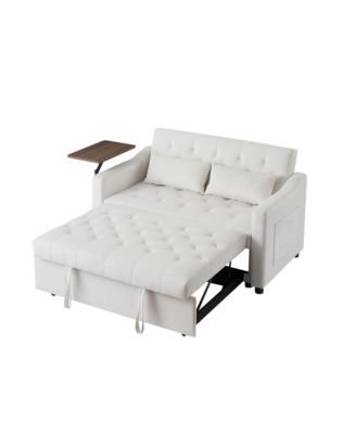 Streamdale Cream Velvet Sofa Bed with Adjustable Positions