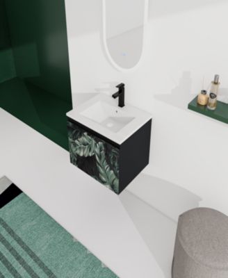 Wall-Mounted Bathroom Vanity with Ceramic Sink & Soft-Close Doors