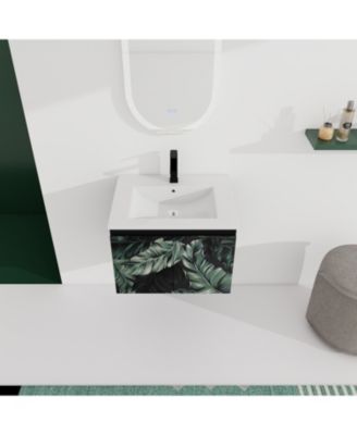 Wall-Mounted Bathroom Vanity with Ceramic Sink & Soft-Close Doors