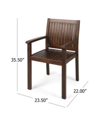 Streamdale Rustic Acacia Wood Dining Chair With Slat Paneling