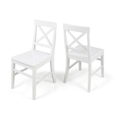 Streamdale Acacia Wood Farmhouse Dining Chairs, White