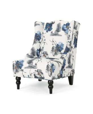 1 Pc Upholstered Fabric & Birch Wood  Wingback Design  Club Chair