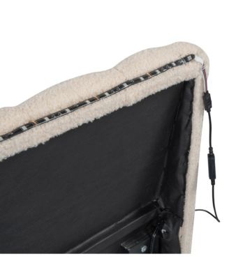 Streamdale Teddy Fleece Twin Platform Bed with Trundle, LED Lights, Beige