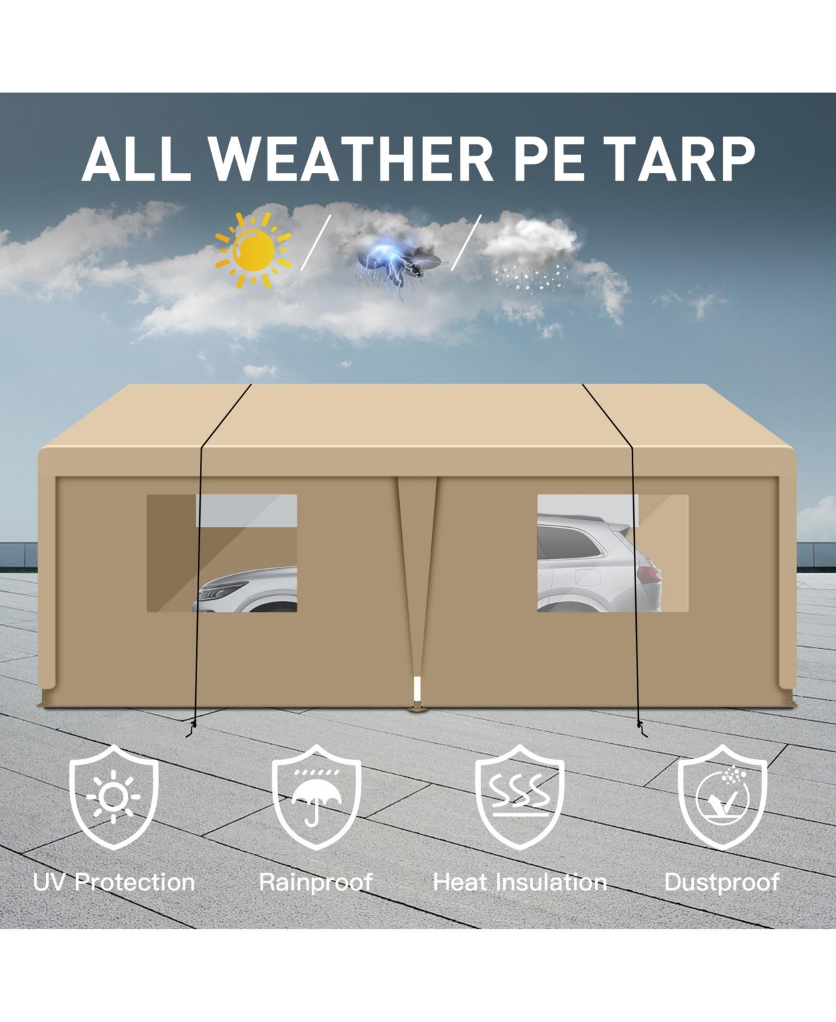Streamdale Furniture 10x20 Portable Carport: Versatile Shelter for Vehicles, Storage, and Outdoor Events